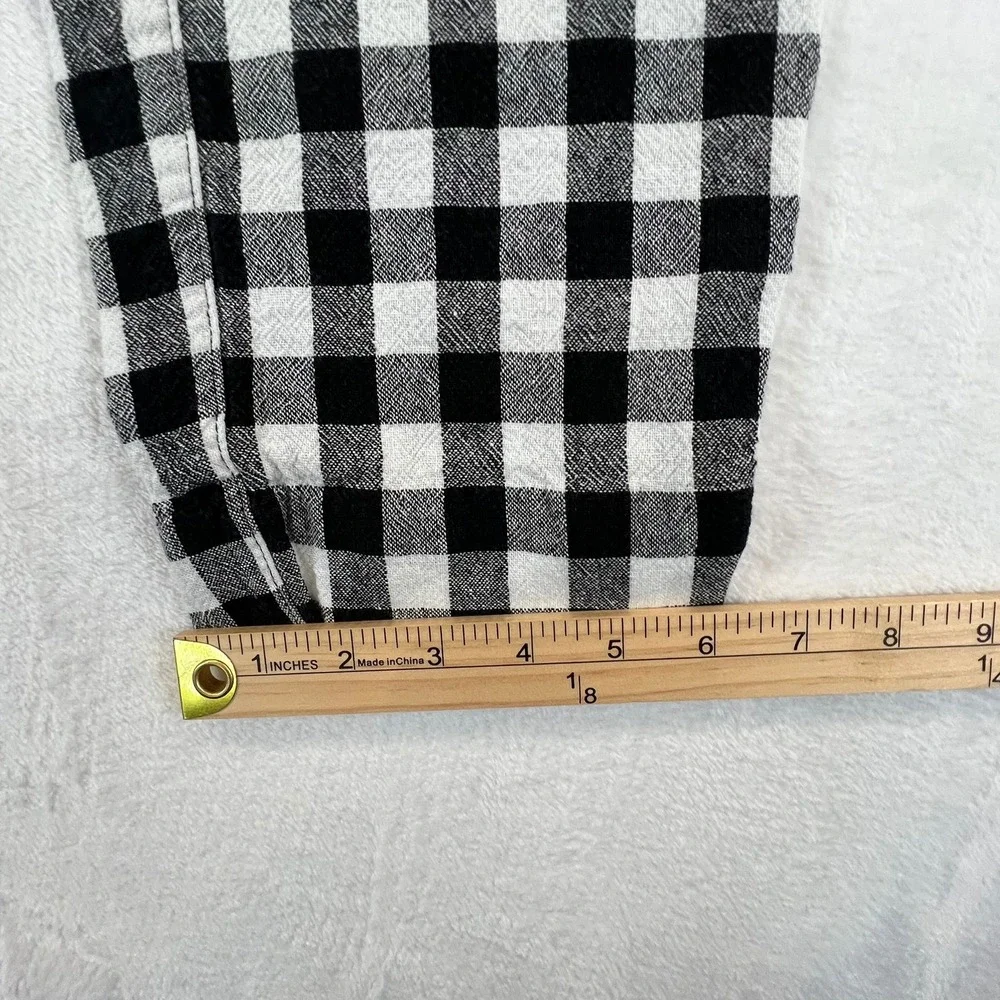 Banana Republic Hayden Pant Women 6 Linen Black White Gingham Ankle Tapered